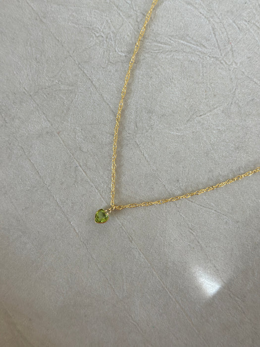 Dainty Peridot Heart Necklace