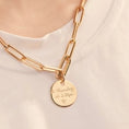 Load image into Gallery viewer, Round Engraved Paperclip Necklace