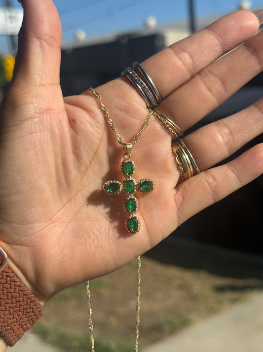 Emerald Cross Necklace