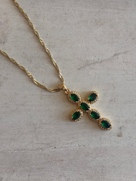 Emerald Cross Necklace