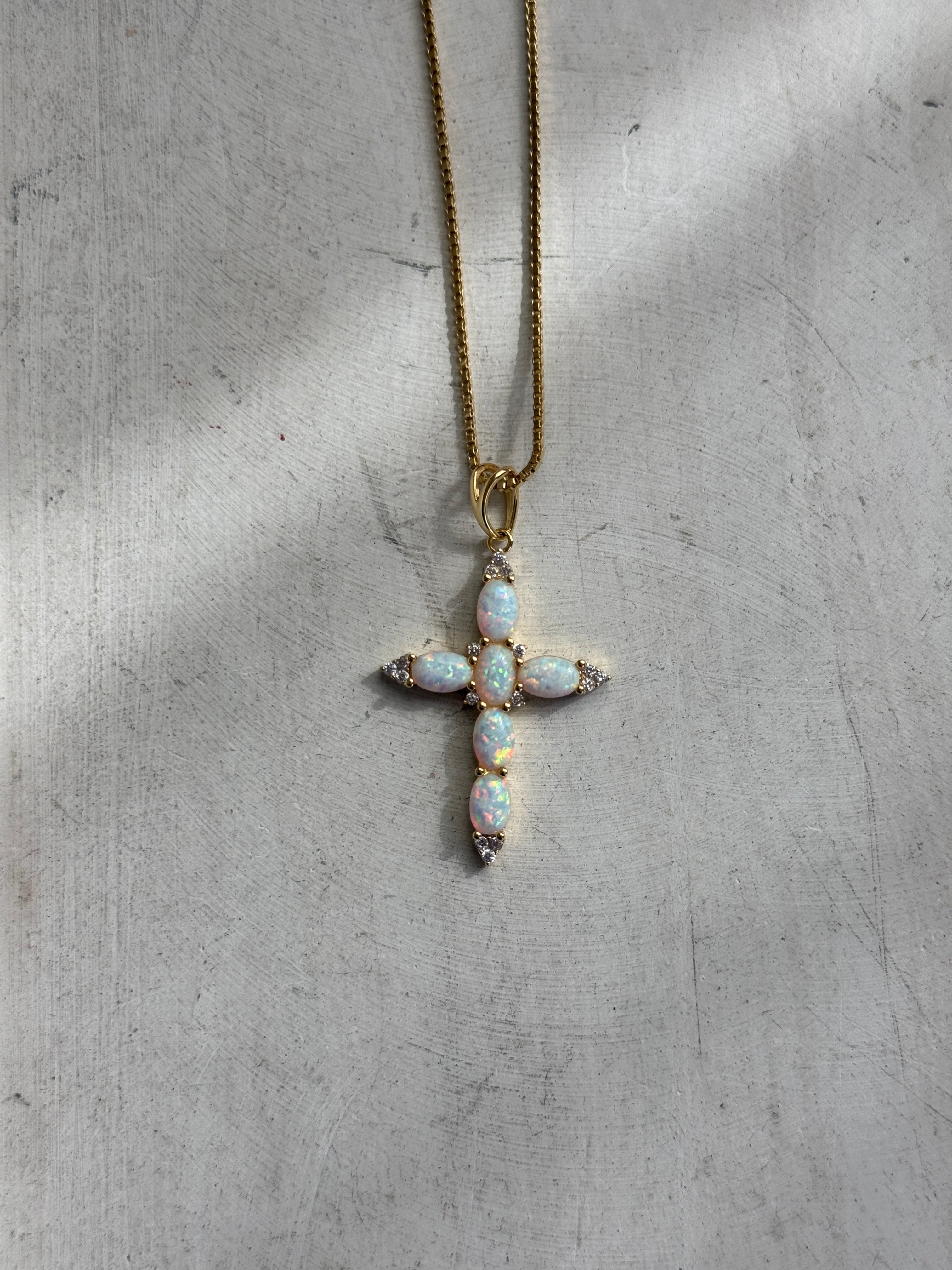 Opal Cross Necklace