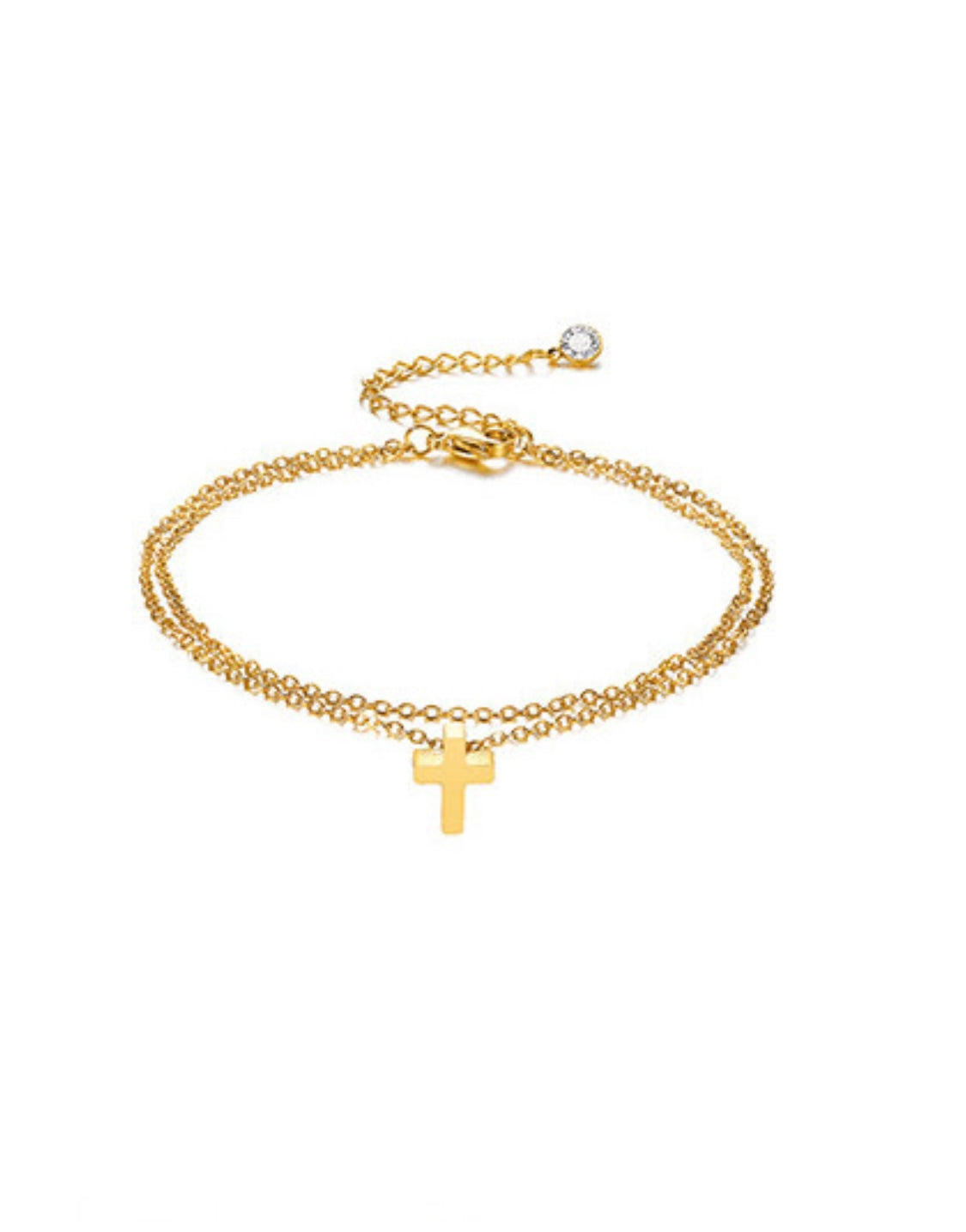 Double Chain Cross Anklet