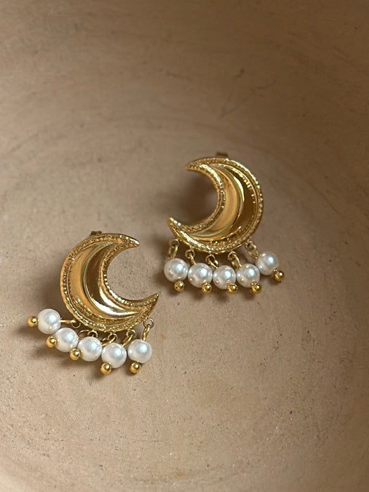 Crescent Pearls Earrings