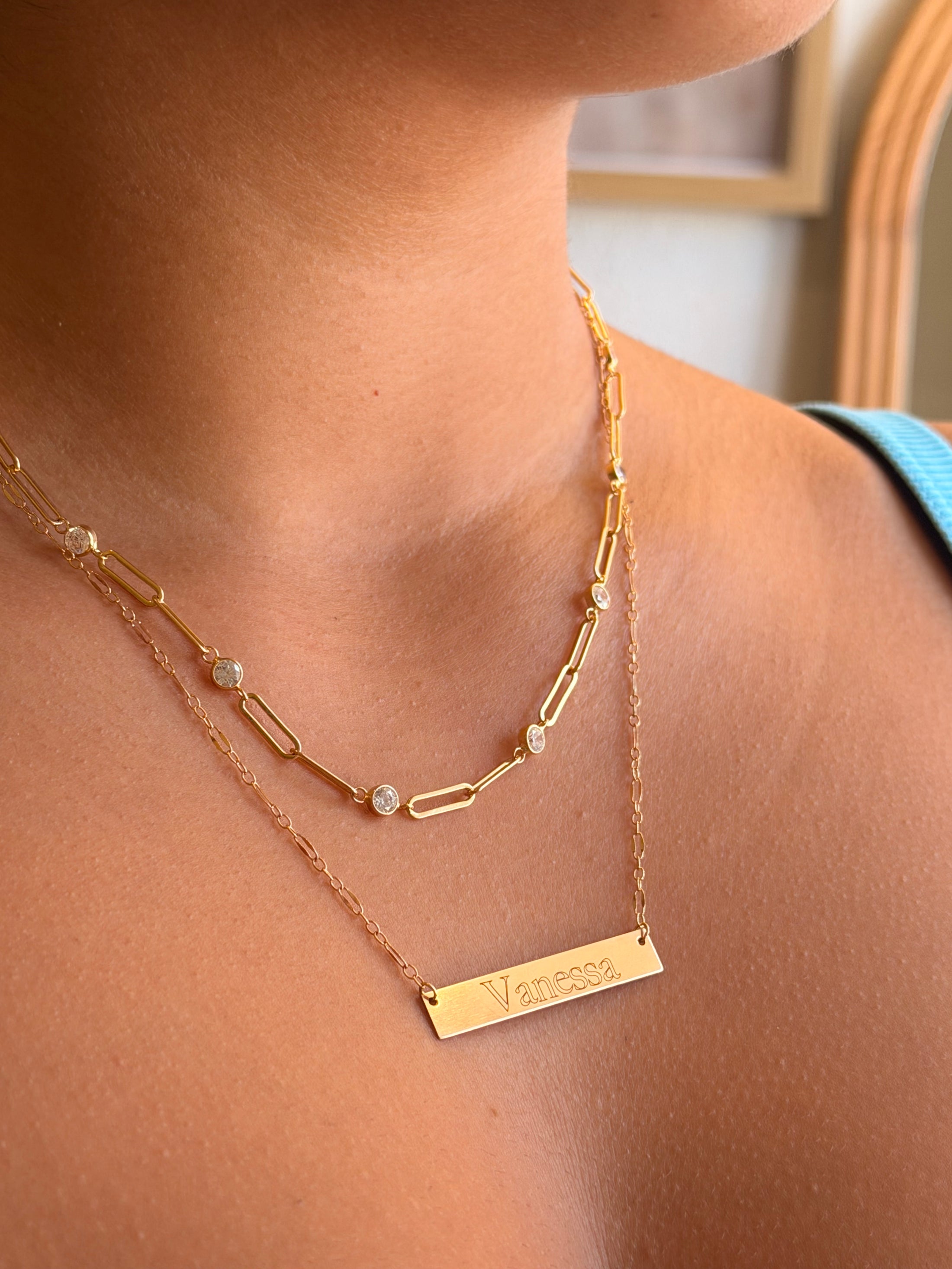 Paperclip CZ Necklace