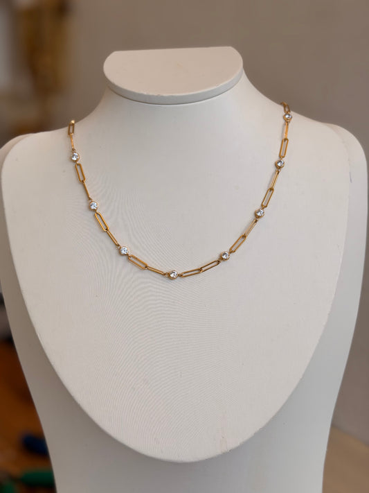 Paperclip CZ Necklace