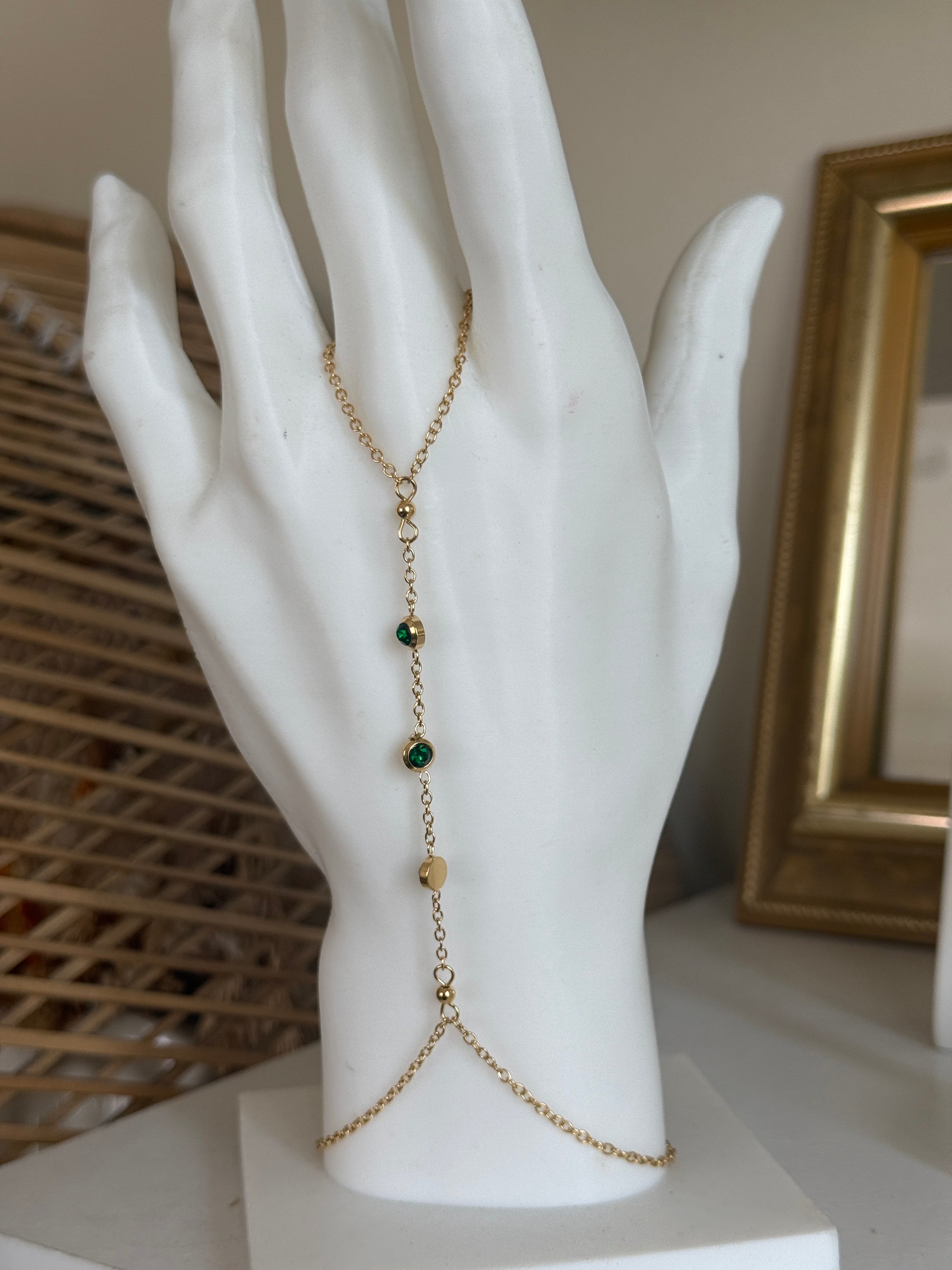 Emerald CZ Handchain