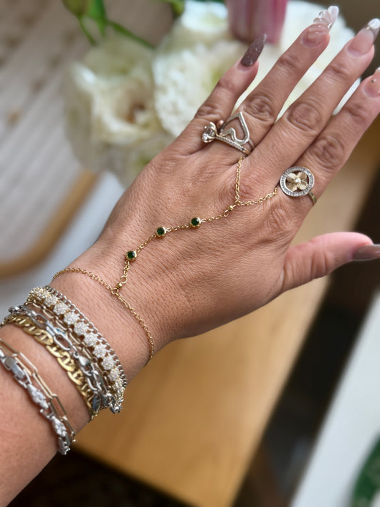 Emerald CZ Handchain