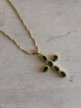 Load image into Gallery viewer, Emerald Cross Necklace
